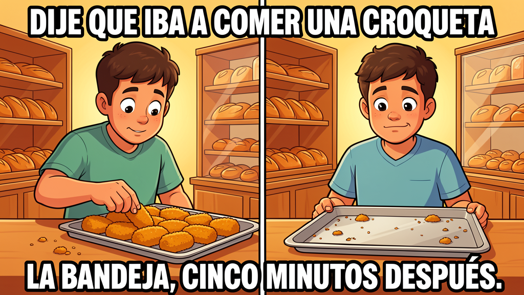 Dije que iba a comer una croqueta / La bandeja, cinco minutos después